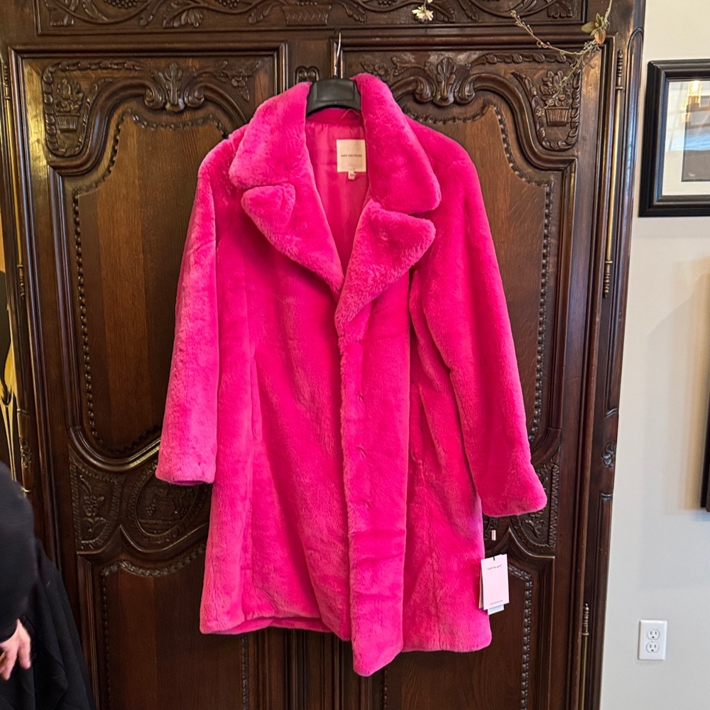 Avec Les Filles Vibrant Pink Faux Fur Jacket